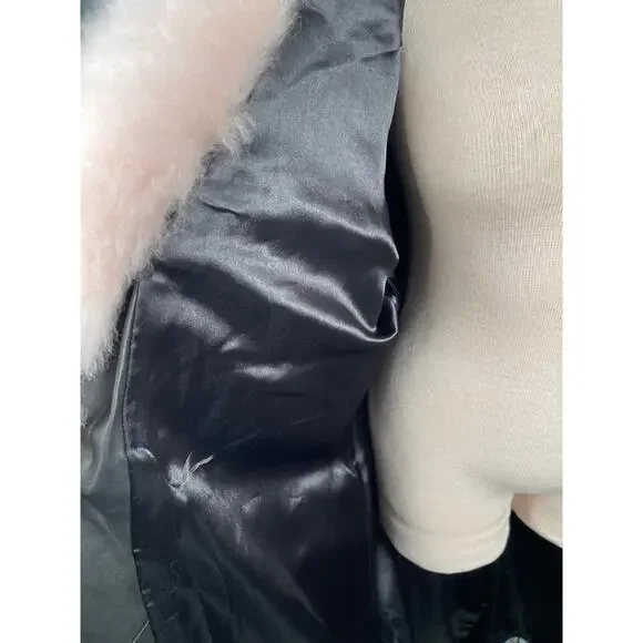 FREE PEOPLE X BRENDA KNIGHT Paris Duster Lamb Leather Fur Trim Belted Size XL - Picture 7 of 10